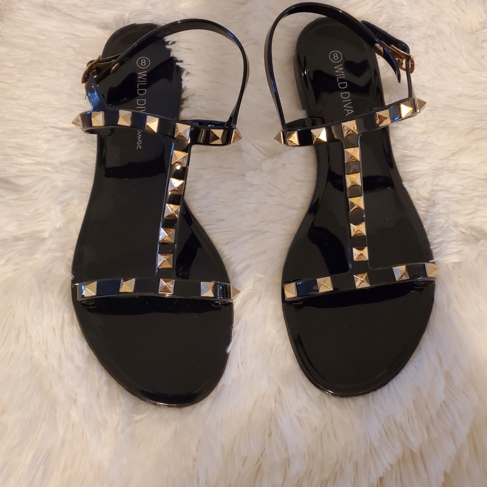 Black Studded Sandals